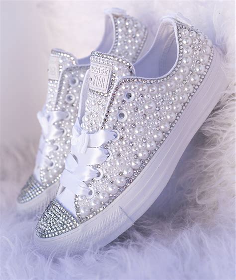 white bling tennis shoes
